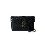Saint Laurent Monogram Envelope Bag in Quilted Grained Leather